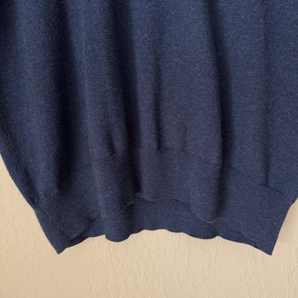 PETER MILLAR Cotton Cashmere Quarter-Zip Navy Sweater Regular Fit Size Large - Picture 7 of 16